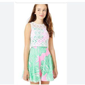 NWT Lilly Pulitzer Mandevilla Baby Who Let the Fronds Out Crop Top Skirt Set 14